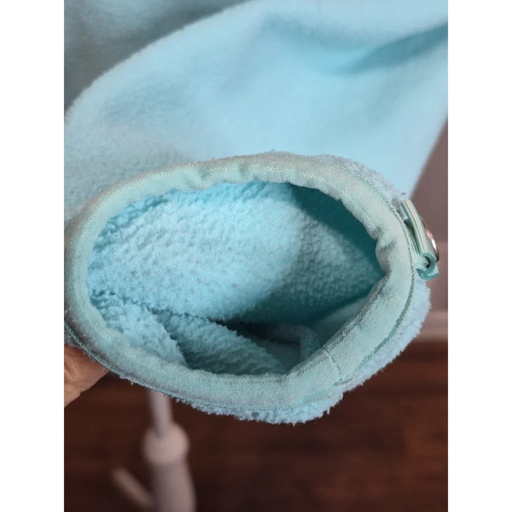 The North Face Denali Jacket Girls large 14/16 Aqua Green Pockets Fleece Youth
